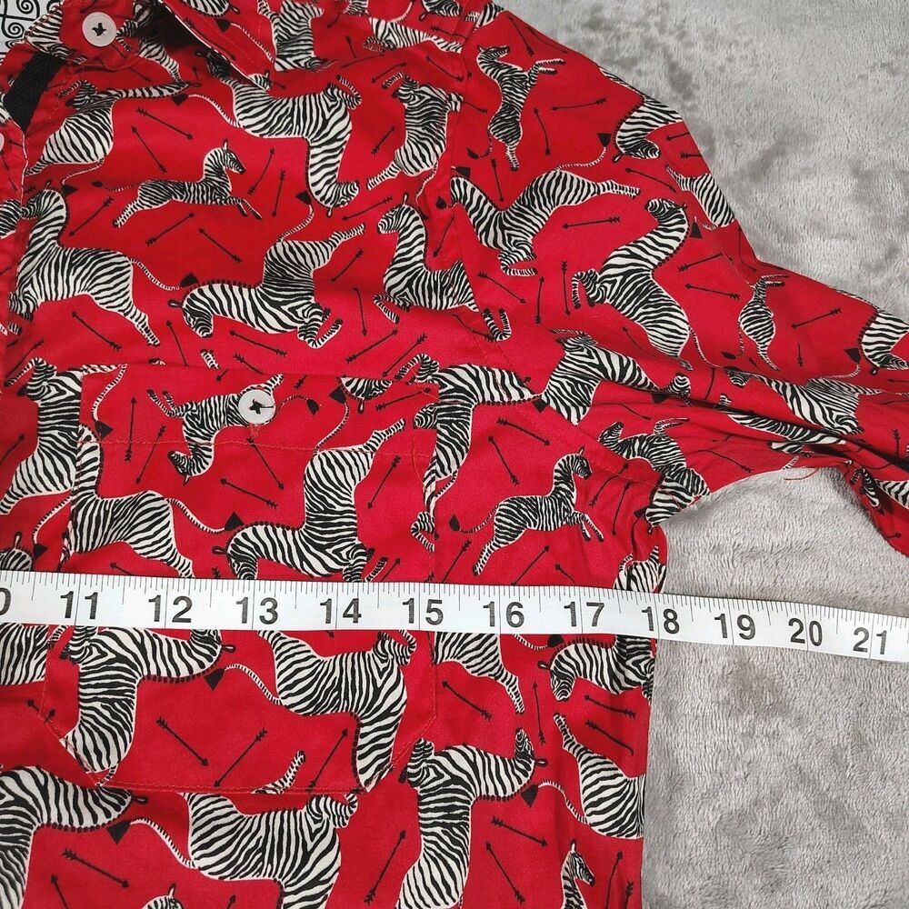Tizzie Zebra Print Stretch Cotton Button Front Shirt Small Dizzy Lizzie - Picture 7 of 8